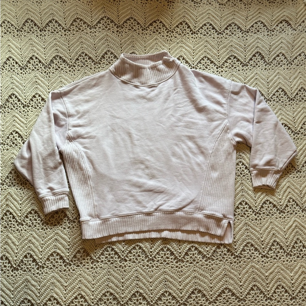 Aerie Light Purple Turtleneck Sweater Oversized Ribbed Material Medium Slits